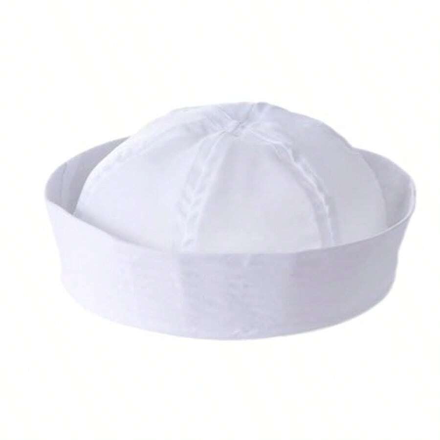 White Sailor Hat Halloween Captain Cap Hat Yacht Cap For Men Women Costume Accessory - 如圖所示 - 查看 1