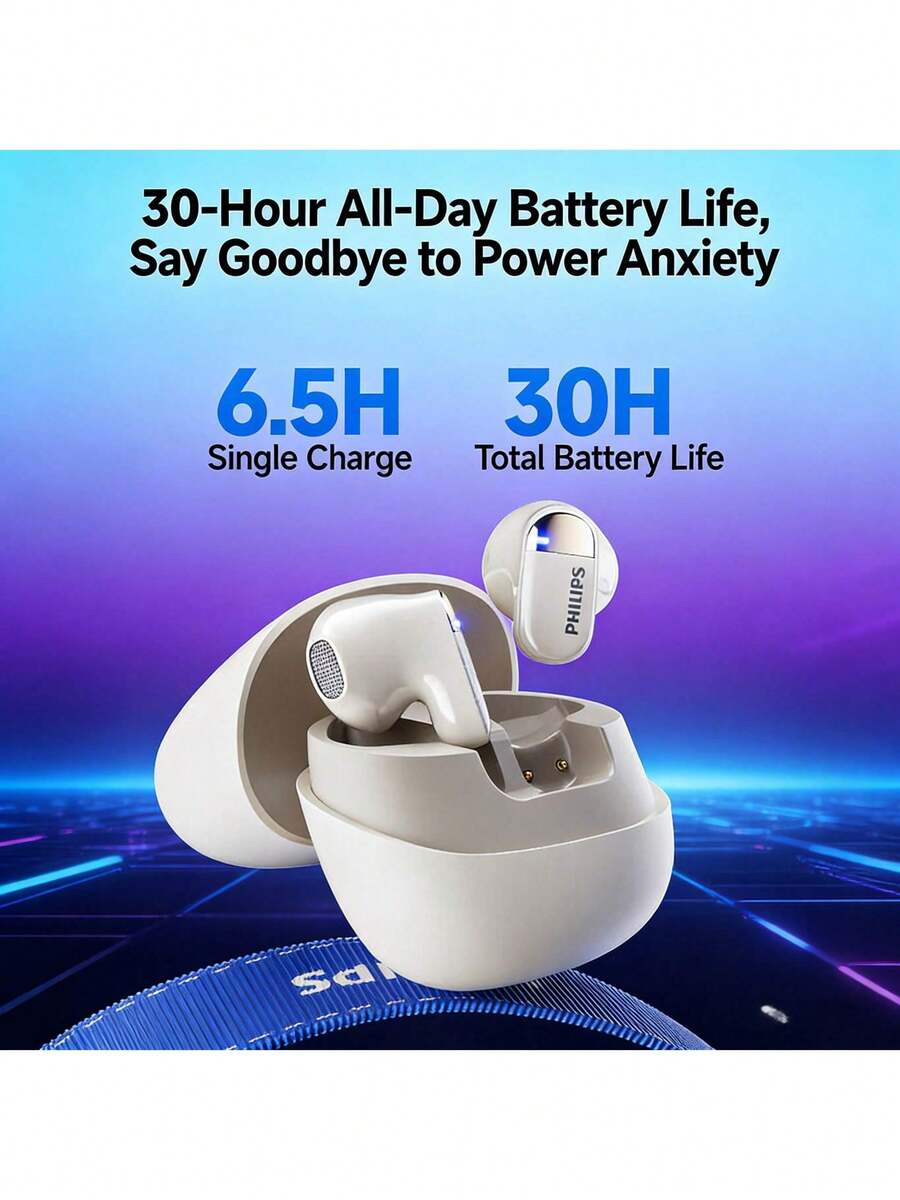 PHILIPS TAT2169 Bluetooth Earphones, Waterproof & Sweat-Resistant, Dual Microphone Noise Cancellation, Long Battery Life, Fast Charging, Comfortable Semi-In-Ear Design - View 1