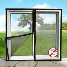 1 片窗纱，自粘式拉链蚊帐，可重复使用，夏季隐形防蚊蝇纱窗，易于安装 - 黑色 - 查看 1