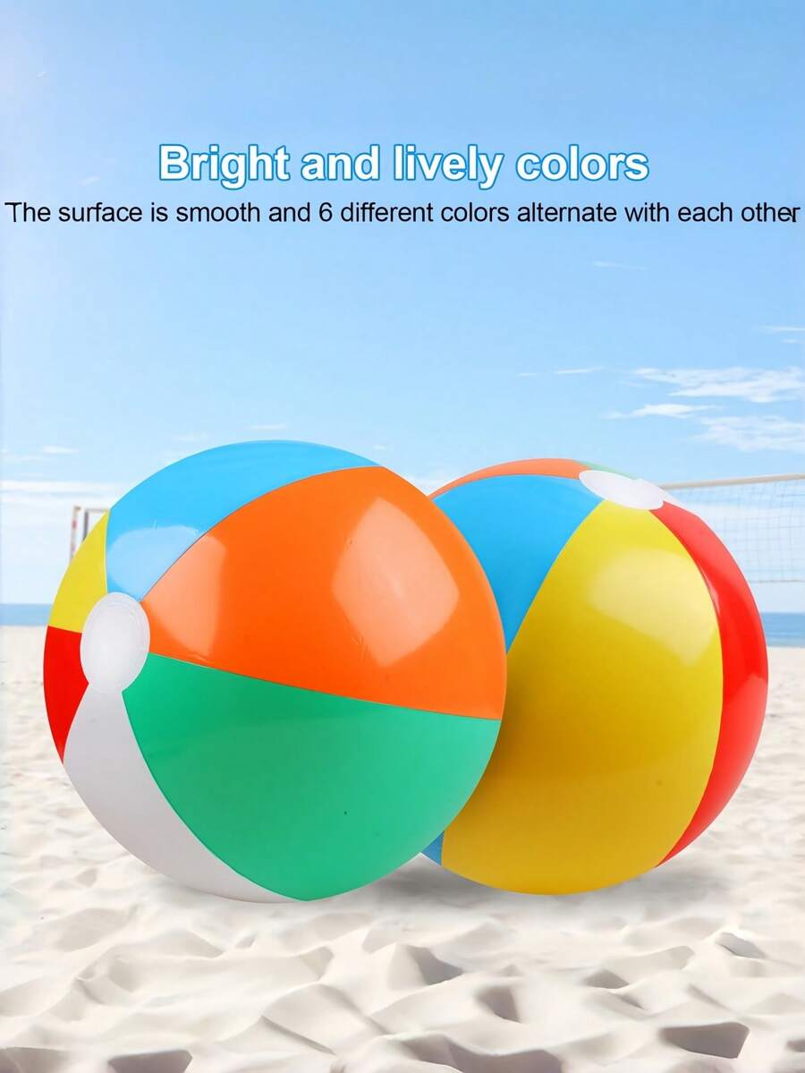 1pc 14-Inch Rainbow Inflatable Beach Ball, Suitable For Swimming Pool, Beach Party And Water Games - Multicolor - View 1
