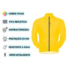 Unisex Cycling Windbreaker Jacket With Pockets, Water Resistant, Yellow - Yellow - View 3