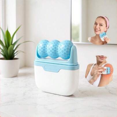 1 pieza Rodillo de hielo de doble cabezal para suavizar la piel facial, rodillo de masaje de hielo de doble cabezal para uso doméstico, portátil, inodoro, hidratante, rodillo de masaje facial, rodillo de hielo de doble cabezal, rodillo de masaje relajante de 2 en 1, mini dispositivo de hielo, pequeña herramienta de belleza, adecuado para el levantamiento facial, de tamaño manual para aliviar fácilmente los ojos hinchados, dolor de cabeza, dolor y lesiones menores, aplicable para ojos y rostro, cuidado diario de las mujeres, masaje facial y de cuello, regalo para amigos, hijas, amantes, Día de la Madre