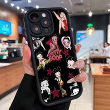 Tema de Betty Boop con estrellas negras y rojas.funda de teléfono Fundas compatibles con Samsung,Apple,VIVO,OPPO,Motorola,Google,Xiaomi y Honor.Fabricadas en silicona TPU,ofrecen protección contra golpes y caídas. - Negro - Ver 3