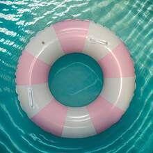 Durable And Thickened - Retro Striped Pool Flotation In Blue And Pink, A Must-Have For Family Pools And Beach Parties, Fun For Adults, Interesting Design, And Comfortable Floating. - Multicolor - View 6