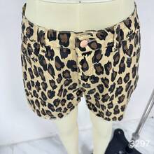 Women's Leopard Print Cut Off Denim Shorts Mid Rise Frayed Hem Comfy Jean Shorts With Pockets Casual Daily Wear Stylish Ladies Summer Shorts For Vacation Weekend Outing - Leopard - Visa 6