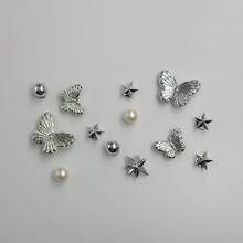 13pcs DIY Shoe Decoration Charms - Shiny Butterfly, Star, Pearl Decorative Buttons, Non-Metallic Lightweight Material, Y2K Fashion Versatile Cute Unisex, Suitable For EVA Beach Shoes, Slippers, Detachable Shoe Decor, Holiday Gift - Multicolor - View 2