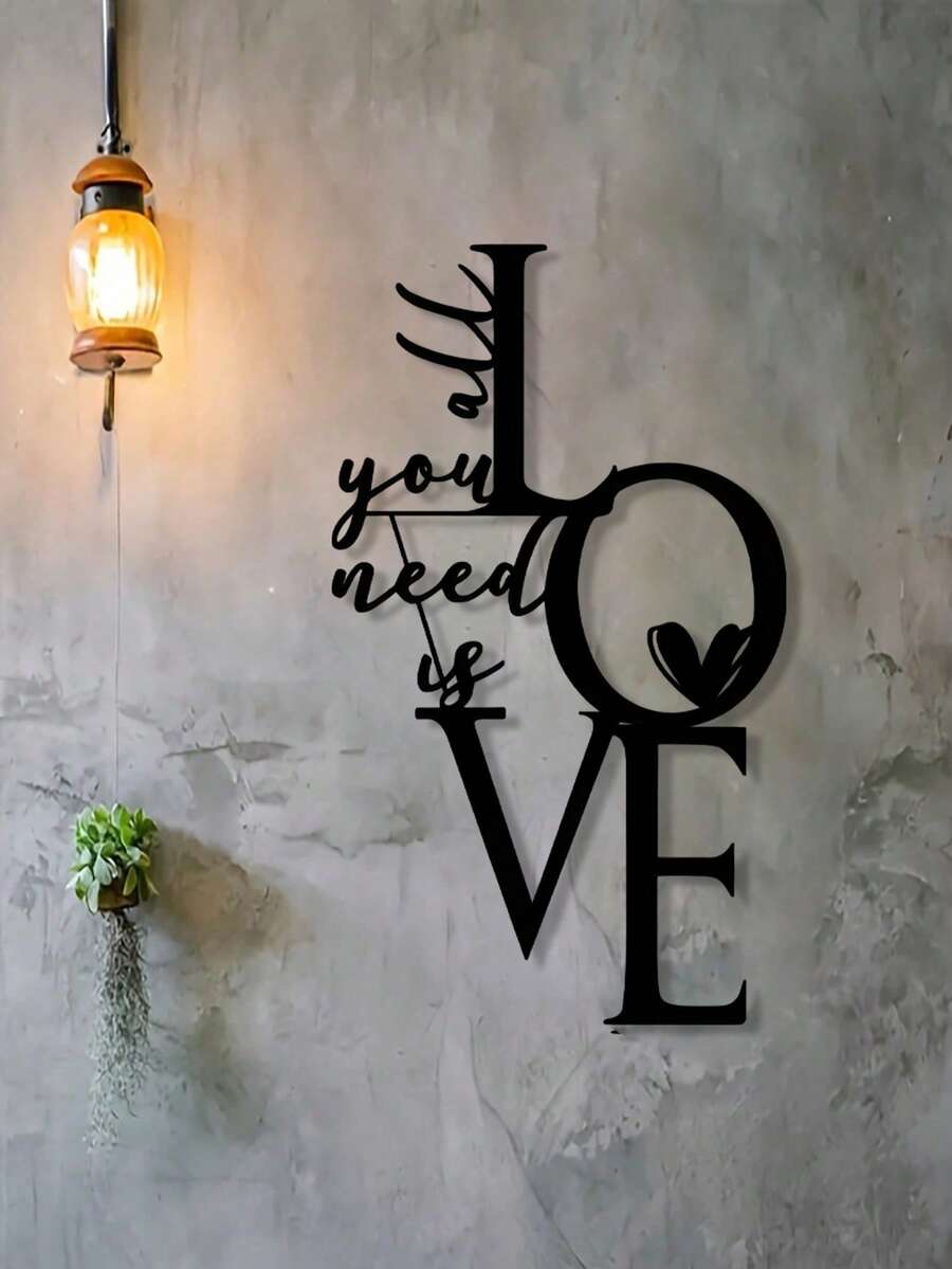 1 pièce Décoration murale en métal Amour, Tout ce dont vous avez besoin est un signe mural en métal Amour, Cadeau de la Saint-Valentin, Cadeau de couple de la Saint-Valentin - Multicolore - Voir 1