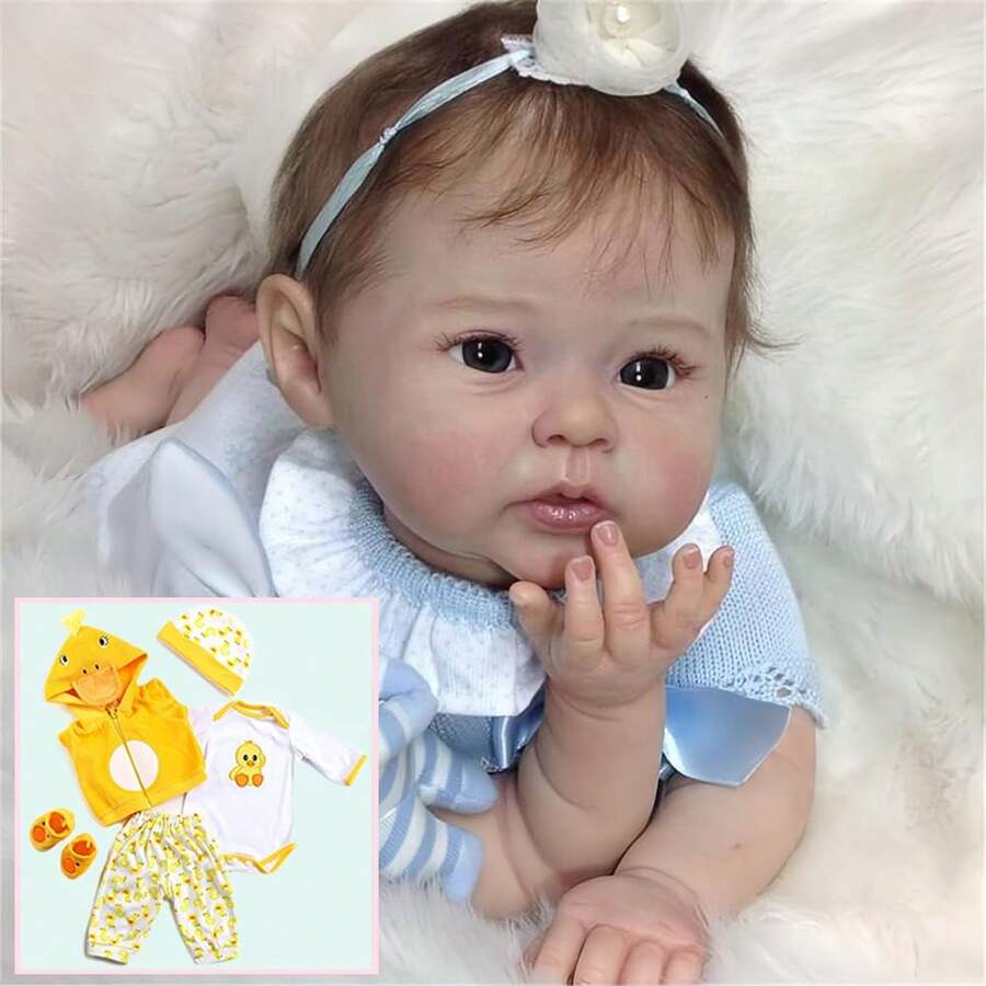 Realistic Reborn Baby Dolls Girls With Hair, Lifelike 20 Inch 50 CM Soft Vinyl Newborn Sleeping Toddler Girl Anatomically Correct Baby Dolls That Look Real Life Size Toys For Kids - 彩色 - 查看 1