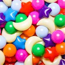 30/50/100 piezas de formas de estrellas y lunas, pelotas de playa de formas surtidas, pelotas de plástico adecuadas para carpas de juegos de fiesta, props de fotos, juguetes de piscina y agua, y decoraciones de fiesta de piscina; formas y colores surtidos - Multicolor - Ver 4