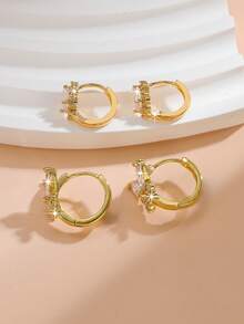 1 Paar 18 Karat vergoldete Ohrringe mit kubischen Zirkonia Tropfen-Schmetterling, geeignet für formelle Anlässe und Hochzeiten von Frauen - Gold - Übersicht 2