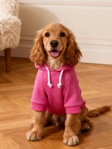1 pieza Sudadera básica cómoda y cálida de color dopamina, adecuada para gatos y perros, para interiores y exteriores - Rosa Fucsia - Ver 8