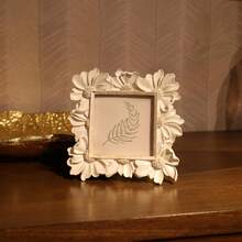 1pc White Resin Frame With Gold Trim, 3D Daisy Flower Pattern Decorative Photo Frame, Square Shape For Home Desktop Display, Horizontal & Vertical Use, Suitable For Home Decor And Photography Props. - Multicolor - View 10