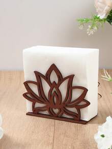 1pc Wooden Floral Pattern Hollow Design Tabletop Napkin Holder, Home Decor, Holiday Party Celebration, Centerpiece Decor, Birthday Wedding Decoration, Kitchen Dining Room Decor, Birthday Gift - Wood Color - View 8