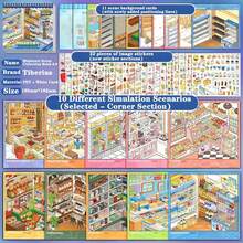 1 Book 10pcs Mini Scene Collection Book, Scene Decoration Stickers, Notebook Stickers, Small Supermarket Cartoon House, 3D Sticker Scene Book, DIY 3D Mini Scene Sticker Healing Set, Fun 3D Bookshelf Organizer Sticker Collection Book, Holiday Gift - A - View 4