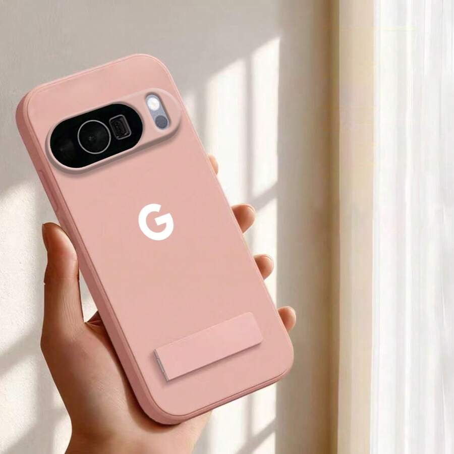 Protective Phone Case With Velvet Stand Compatible For Pixel 6, 6 Pro, 6a, 7, 7 Pro, 7a, 8, 8 Pro, 8a, 9, 9 Pro, 9a, 10, 10 Pro, 10 Pro XL, 10a - Pink - View 1