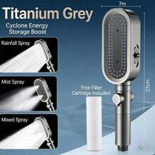 Three-Stage Pressure-Boosting Microphone-Shaped Showerhead With High-Flow Handheld Sprayer, Home Bathroom Shower Set - Black Shower Head - View 6