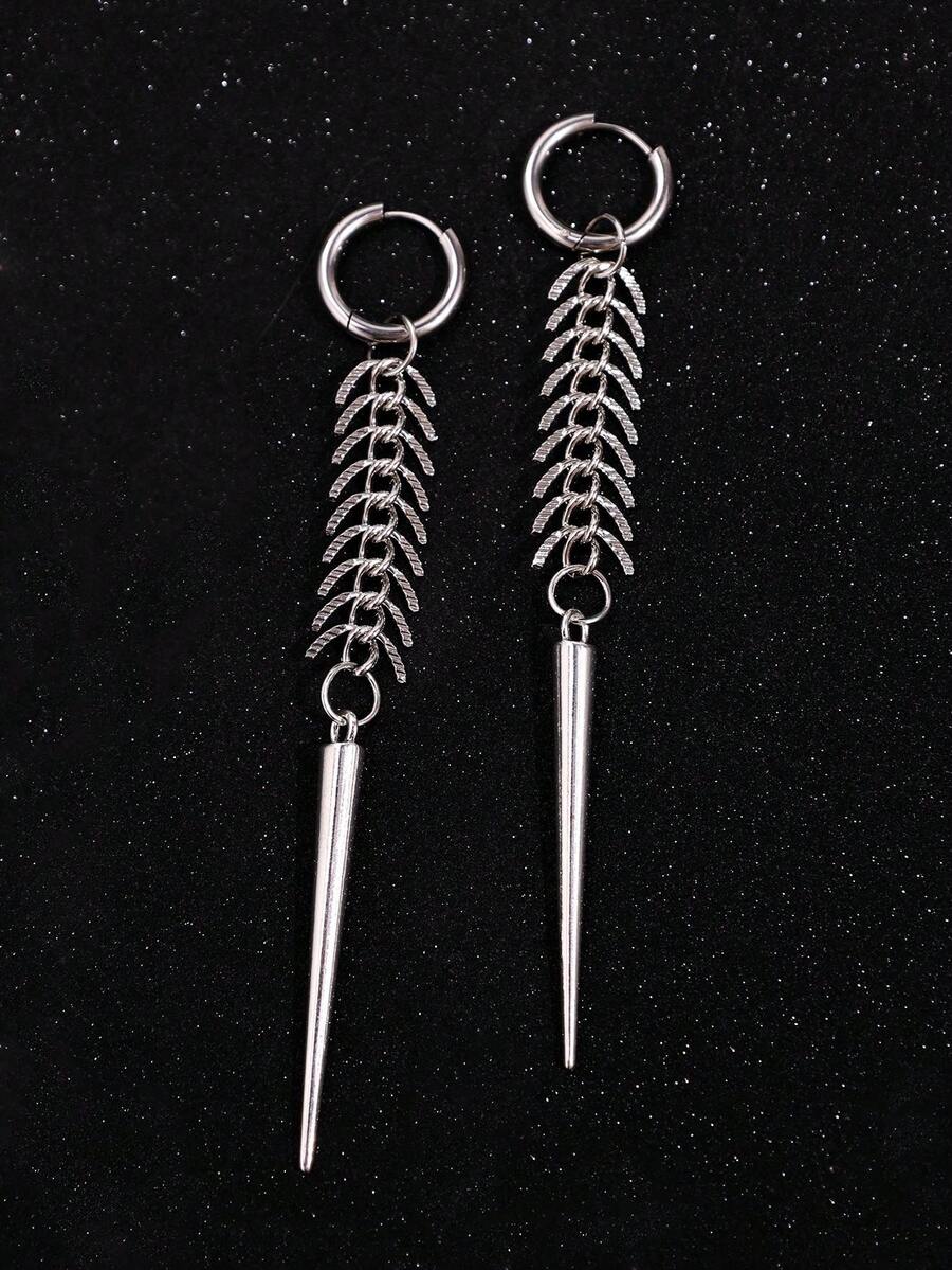 一对朋克摇滚独特哥特式设计前卫几何尖刺耳坠，日常佩戴及派对饰品 - 彩色 - 查看 1