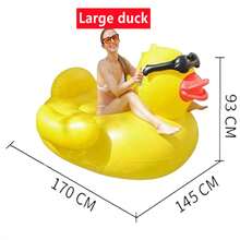 Cama flotante para piscina con colchón de aire reforzado, hamaca de agua, colchoneta inflable de PVC con gran pato amarillo, flotador - Multicolor - Ver 13