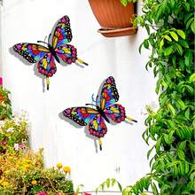 2pcs Vibrant Butterfly Wall Decor, 2D Acrylic Butterfly, No Electricity Needed, Suitable For Garden, Fence, Home Decor, Party, Wedding Outdoor Wall Decoration - Butterfly - View 2