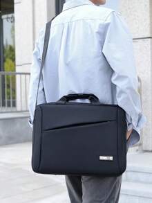 1 chiếc túi nam thời trang đa năng dung tích lớn, cặp xách công sở đựng laptop, chiều rộng 40cm/15.6in, chiều cao 30cm/11.7in, độ dày 7cm/2.73in - màu đen - Xem 6
