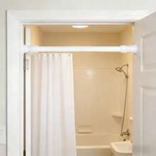 Bộ 1/2 thanh treo rèm điều chỉnh độ căng, không cần khoan, thích hợp cho phòng tắm, nhà bếp, tủ quần áo, cửa sổ. - Trắng - Xem 3