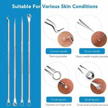 14pcs Stainless Steel Blackhead Remover Tool Set - Professional Acne Removal Kit, Salon Use Blackhead Extractor, Acne Needle Tool, Pore Cleaner, Deep Cleansing Facial Care Tools, Blackhead Remover - Silver - View 5