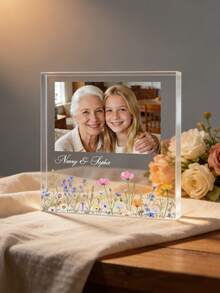 Customized Wildflower Acrylic Photo Frame, Personalized Mother's Day Decoration, Grandmother Gift. Customized Acrylic Decorations, Personalized Mother's Day Gift, Grandmother Photo Frame, Floral Acrylic Desktop Decoration, Family Keepsake. - Multicolor - View 8