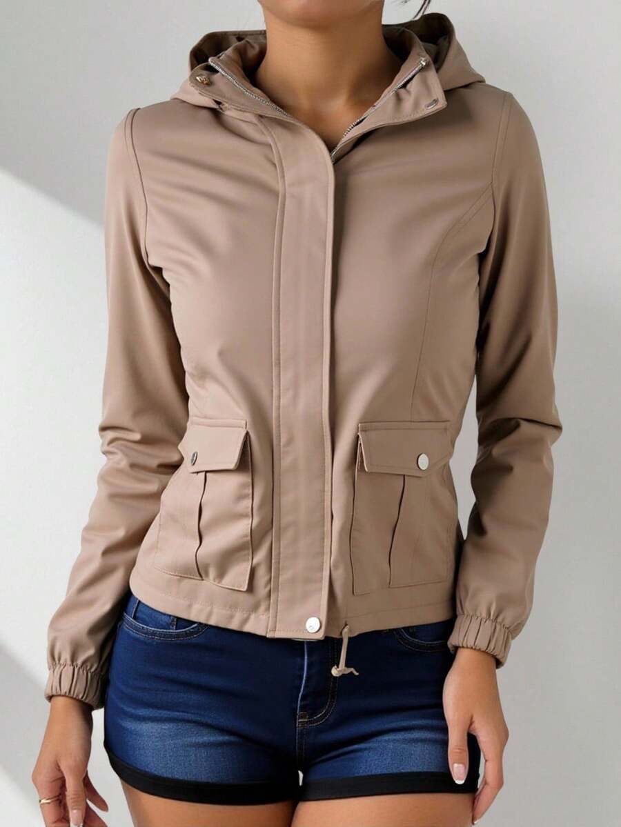 Women's Seasonal Lightweight Thermal Short Jacket Jacket - C,沙子 - 查看 1