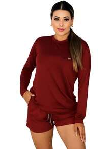 Camiseta Manga Longa Com Proteção UV FPS50 Feminino - Vinho - Visão 1