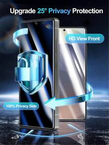 三片装，防尘设计，一键安装，新手也能轻松上手，采用高硬度钢化玻璃材质，厚度适中，兼顾保护性和手感，防窥效果，防指纹，适合长时间游戏或视频播放，屏幕清晰明亮，适合家庭娱乐或户外拍摄，内置减震层，有效减少意外跌落造成的冲击，兼容三星手机 - 黑色 - 查看 4