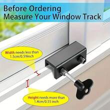1 pieza de cerraduras para ventanas verticales y horizontales, topes de aluminio ajustables para ventanas, instalación sin perforaciones. - Negro - Ver 6