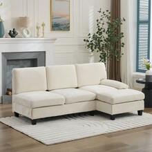 Large Sofa And Sofa 194*118*81 Cm, 3 Seater Sofa Ecksofa Für Wohnzimmer, Wohnung, Lounge Und Schlafzimmer – L-Förmiges Schlafsofa, Freizeitsofa, Beige, Leinen - 米色 - 查看 2
