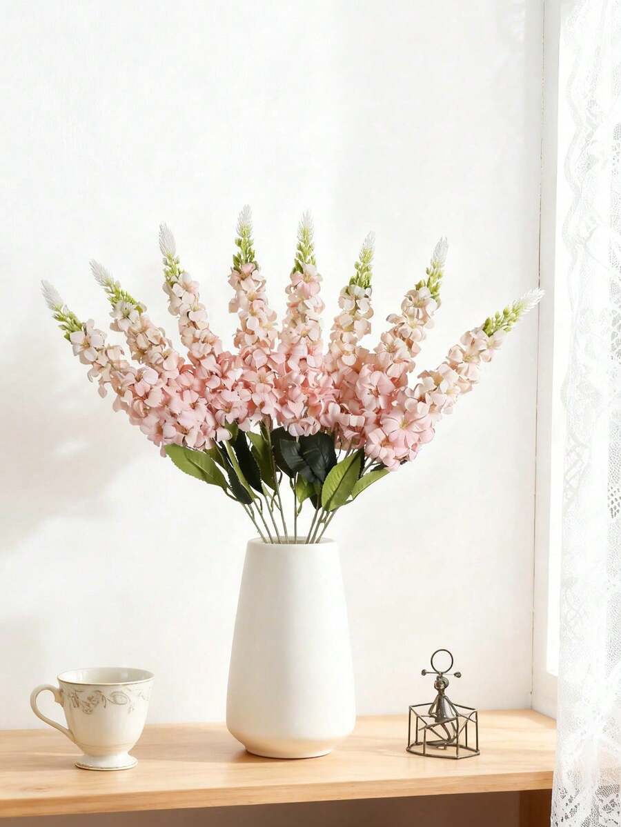 6Pcs Artificial Flowers Delphinium Artificial Silk Flowers Long Stem Hyacinth Fake Flowers Real Touch Faux Larkspur For Wedding Home Outdoor Party Floral Arrangement Center Table Decorations, Garden Hotel Counter Kitchen Fireplace Tall Vase Decor, Thankgiving Party Supply, DIY Arch Wreath Oranments, For Girls Gift, Rama Decoration,Valentine's Day Gift - Champagne - View 1