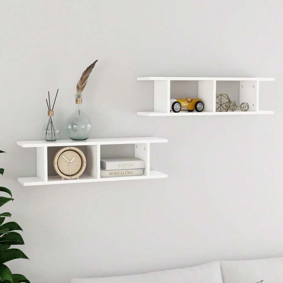Mensole a muro, 2 pezzi, bianche, 75x18x20 cm, materiale a base di legno - 1PC - Visualizzare 1