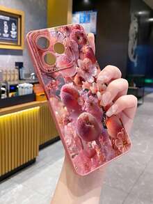 Flower 1pc Peach Flower Shockproof Phone Case Compatible With Apple, /Galaxy, - Pink - View 3