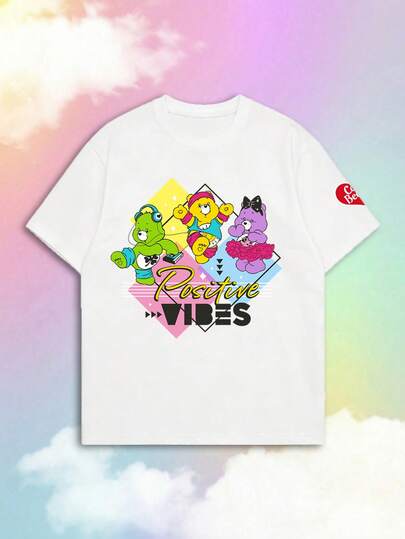 SHEIN | Care Bears Áo thun nữ tay ngắn mùa hè in hình gấu hoạt hình cổ điển, kết hợp giữa phong cách E-girl ngọt ngào, cá tính và thẩm mỹ retro Mỹ, thiết thực cho cả việc phối đồ và mặc hàng ngày, phù hợp cho các hoạt động thể thao, hẹn hò cùng bạn bè, mua sắm mùa hè, đi học, tiệc tùng theo chủ đề, chợ đồ cũ, kỳ nghỉ ngắn ngày, tụ họp ngày lễ và hơn thế nữa. Một món đồ thiết yếu để tạo nên những bộ trang phục đường phố độc đáo mang phong cách Y2K Millennial.
