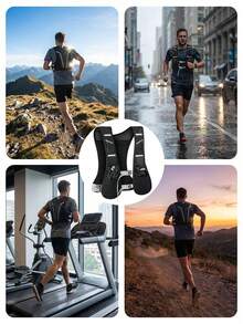 Colete de Corrida Ultraligeiro de Alta Capacidade com Faixas Refletivas e Design de Múltiplos Bolsos, Cinta Ajustável na Cintura, Mochila Hidratante de Tecido de Malha Respirável Adequada para Corredores Masculinos e Femininos, Maratona, Trail Running, Ciclismo, Caminhada e Esportes ao Ar Livre - Preto - Visão 8