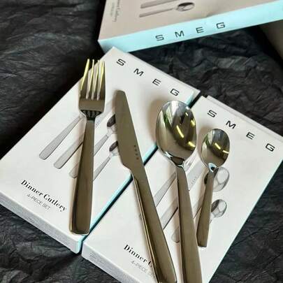 In Stock 316 Stainless Steel Western Cutlery Set, 4pcs Luxury Steak Knife And Fork Set, Silver