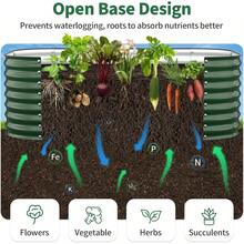 Kesfitt Raised Garden Bed, 4x2x1 FT Galvanized Steel Metal Raised Garden Bed, Oval Open-Bottom Design, 12-Inch Deep For Outdoor Vegetable & Herb Gardening, Forest Green - 森林綠 - 查看 5