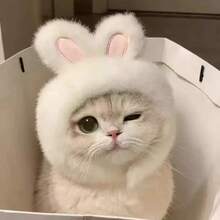 1 chiếc mũ tai thỏ mềm mại, thân thiện với da, phù hợp cho mèo và chó, thoải mái khi đội trong các bữa tiệc Phục Sinh, chụp ảnh, trang phục hàng ngày cho thú cưng, Ngày của Mẹ, Eid Al-Adha. - trắng - Xem 10