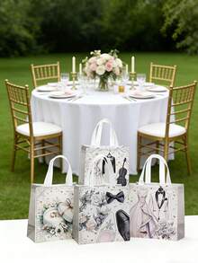 Set de 8 bolsas de regalo con tema de boda - Incluye 4 diseños diferentes decorados con patrones de traje, corbata y zapatos; adecuado para bodas, aniversarios, graduaciones, fiestas temáticas y despedidas de soltero - Talla única - Ver 4