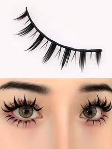 5 Pairs Cartoon False Eyelashes, Fairy False Eyelashes With Transparent & Fine Lash Stems, Cartoon Demon False Eyelashes With Natural & Soft Lashes, Suitable For Beginners - Black - View 11