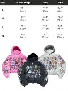 Women's Y2K Religious Tattoo Pattern Zip-Up Hoodie - Cropped Street Style Pullover Sweatshirt, Artistic Print, Casual Loose Fit, Jesus Faith Jacket, Unisex - Pink - View 4
