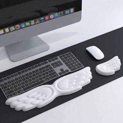وسادة راحة المعصم من الرغوة الذاكرة والجلد، حارس معصم لوحة المفاتيح، حارس معصم الماوس، متزايد السمك تدريجيًا، إرجونومي، مع وسادة راحة المعصم، وسادة الماوس الكمبيوتر، تخفيف الألم، وسادة راحة لوحة المفاتيح، مع وسادة تحت الكوب، قاعدة مانعة للانزلاق من البولي يوريثان