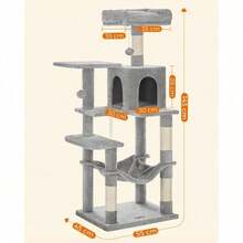 Árbol Para Gatos Con 4 Postes Rascadores Color Gris - Gris - Ver 5