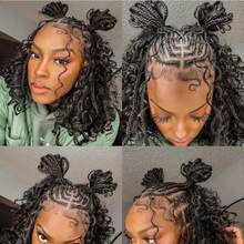 Tóc giả bện số lượng lớn, tóc thật, kiểu sóng sâu, chưa qua xử lý, không có mối nối, kiểu tóc tết Boho, tóc nối số lượng lớn từ tóc thật, tóc Remy Brazil. - Natural Black - Xem 3