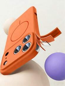 1 ốp lưng điện thoại silicon lỏng mờ tối giản có nam châm, tương thích với iPhone 17 Air 16 15 14 13 12 Pro Max Plus, hỗ trợ sạc không dây, ốp lưng silicon mềm bảo vệ điện thoại. - trái cam - Xem 4