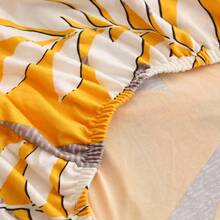 1pc Stretchable Milk Silk Headboard Cover, All Inclusive, Simple Geometric Pattern Design, Soft Polyester Fiber Fabric, Modern Style Bedroom Furniture Protective Cover Suitable For Single And Double Beds - Yellow - View 6