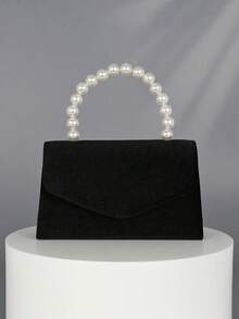 1pc Women's New Pearl Velvet Wrist Bag, Evening Bag, Collar Bag, Chain Bag, Dress Bag, Wedding Bag. Suitable For Parties, Birthday Parties, Proms, Bars, Nightclubs, Birthday Gift, Mother's Day Gift - màu đen - Xem 10