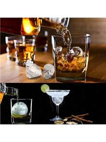 1包 矽膠冰塊盤，骷髏頭&玫瑰花&鑽石形狀冰塊模具，適用於冷藏雞尾酒、威士忌和果汁 - 黑色 - 查看 9